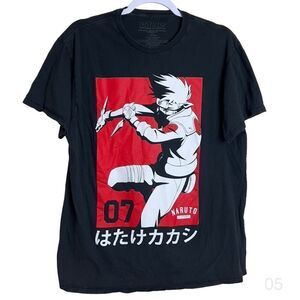 Naruto shippuden kakashi mens large black red short sleeve t-shirt